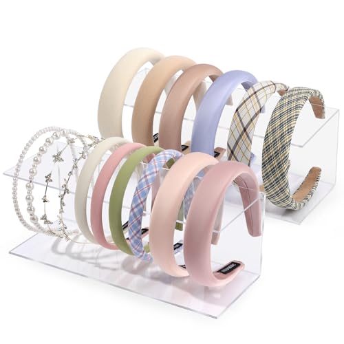 2 x Stirnband-Halter für Mädchen, Acryl-Stirnband-Aufbewahrung für Damen, transparenter Haarband-Präsentationsständer, Haarreif-Halter, Schlafzimmer, Studentenwohnheim, Dekoration von volepet