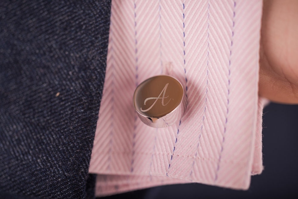 Personalisierte Metall Gravierte Buchstabe Silber Manschettenknöpfe, Vintage Steampunk Handgemachte Retro Tolles Geschenk Manschettenknopf, Für von volfwood