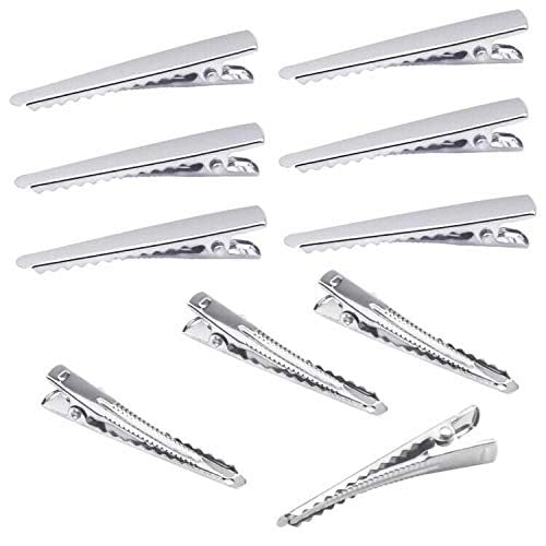 Volumoon 150 Stück Krokodil Alligator Haarspangen, Metall Haarklammern, 45 mm Haarclips Klein, Non Slip Haarspangen Clips Silber für Mädchen DIY-Haarkunstprojekte von volumoon