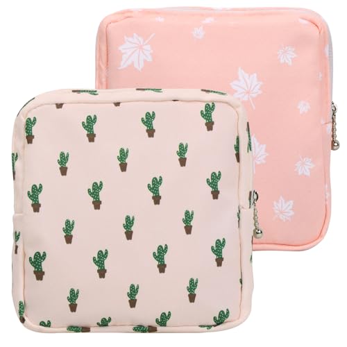 volumoon 2 Stück Damenbinden Aufbewahrungstasche, Tampons Binden Aufbewahrung mit Reißverschluss, Erste Periode Tasche Binden,Klein Perioden Tasche für Frauen Mädchen Teenager Damen von volumoon