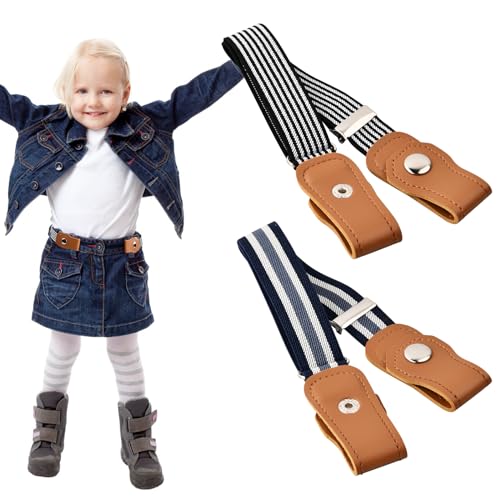 volumoon 2 Stück Kindergürtel Ohne Schnalle, Elastischer Gürtel Kinder, Verstellbare Stretch Gürtel, Schnallenfreier Gürtel für Jungen Mädchen, Einstellbar Gürtel für Jeans Hosen Kleid, 36-55CM (B) von volumoon