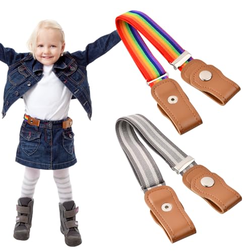 volumoon 2 Stück Kindergürtel Ohne Schnalle, Elastischer Gürtel Kinder, Verstellbare Stretch Gürtel, Schnallenfreier Gürtel für Jungen Mädchen, Einstellbar Gürtel für Jeans Hosen Kleid, 36-55CM (A) von volumoon