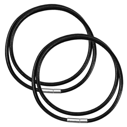 volumoon Echt leder Halskette,2 Stück Lederkette Herren Leder Halskette Herren,3mm Breit Geflochten Lederkette Lederband mit Verschluss,45cm Lederkette Damen Lederband Kette für Anhänger,Schwarz von volumoon