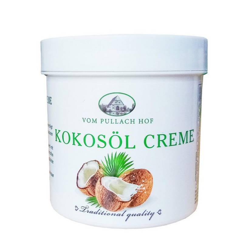 vom Pullach Hof Feuchtigkeitscreme KOKOSÖL CREME 250ml Feuchtigkeitspflege Hautpflege Körperpflege 70, Elastizität Balsam Salbe von vom Pullach Hof
