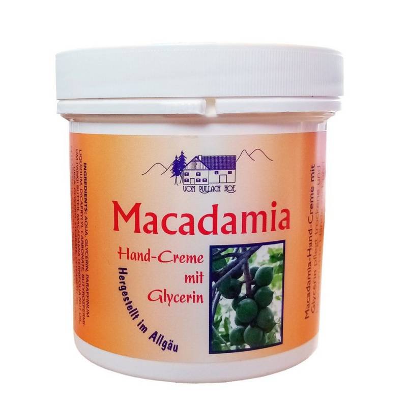 vom Pullach Hof Handcreme MACADAMIA HAND-CREME 250ml mit Glycerin Sheabutter Handcreme Handcreme, für trockene beanspruchte Haut Handpflege Pflege von vom Pullach Hof