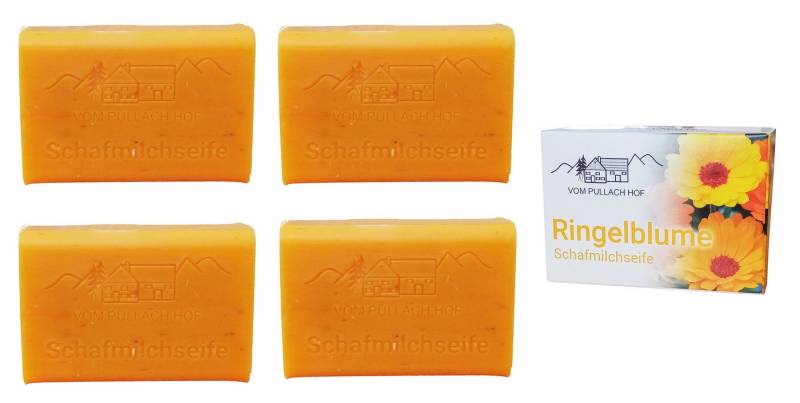 vom Pullach Hof Handseife 4x SCHAFMILCH SEIFE 100g Schafmilchseife Naturseife (Ringelblume), Duftseife Körperseife Duft Seifenstück von vom Pullach Hof