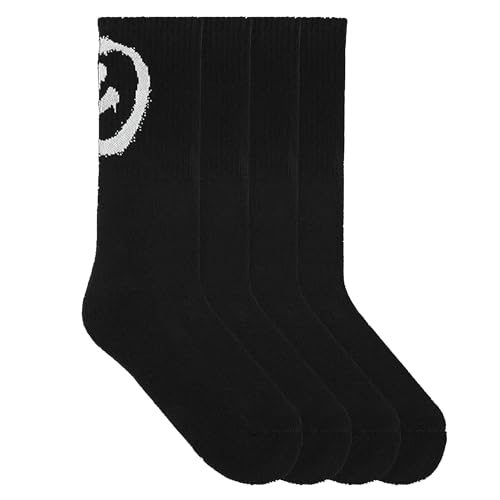 von Jungfeld® 2er Set Schwarze Tennissocken Damen & Herren in Gr. 43-46 - Lange Socken (Crew Socks) aus Bio-Baumwolle - Strümpfe mit Smiley Statement von von Jungfeld