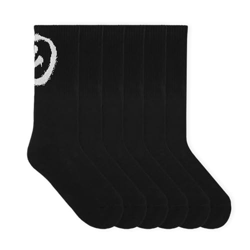 von Jungfeld® 6er Set Schwarze Tennissocken Damen & Herren in Gr. 43-46 - Lange Socken (Crew Socks) aus Bio-Baumwolle - Strümpfe mit Smiley Statement von von Jungfeld