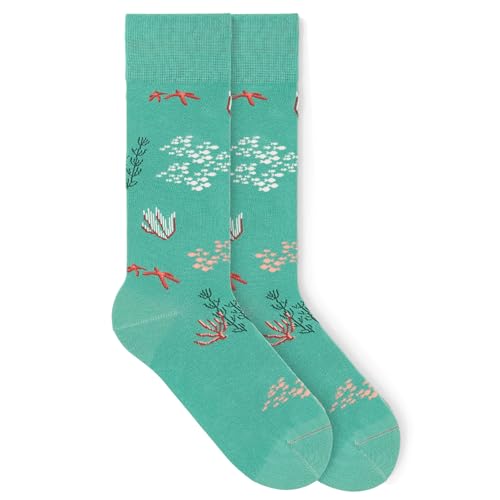 von Jungfeld - 1er Set Motiv Socken mit Coral - Deep Aqua Icon - Bunte Socken in Gr. 43-46 von von Jungfeld