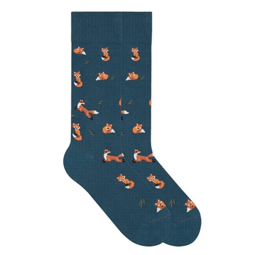 von Jungfeld - 1er Set Motiv Socken mit Fox Teal Blue Icon - Bunte Socken in Gr. 39-42 von von Jungfeld