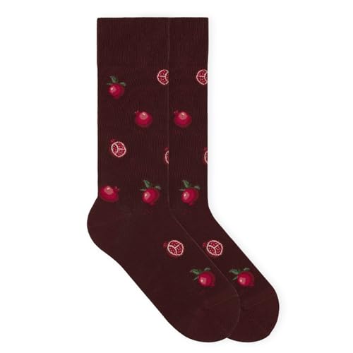 von Jungfeld - 1er Set Motiv Socken mit Pomegranade Bordeaux Red Icon - Bunte Socken in Gr. 35-38 von von Jungfeld