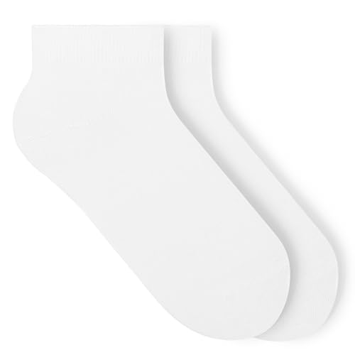von Jungfeld 2er Set Sneaker Socken für Damen & Herren in Gr. 43-46 - Kurze Sneakersocken aus Bio-Baumwolle in Pure White von von Jungfeld
