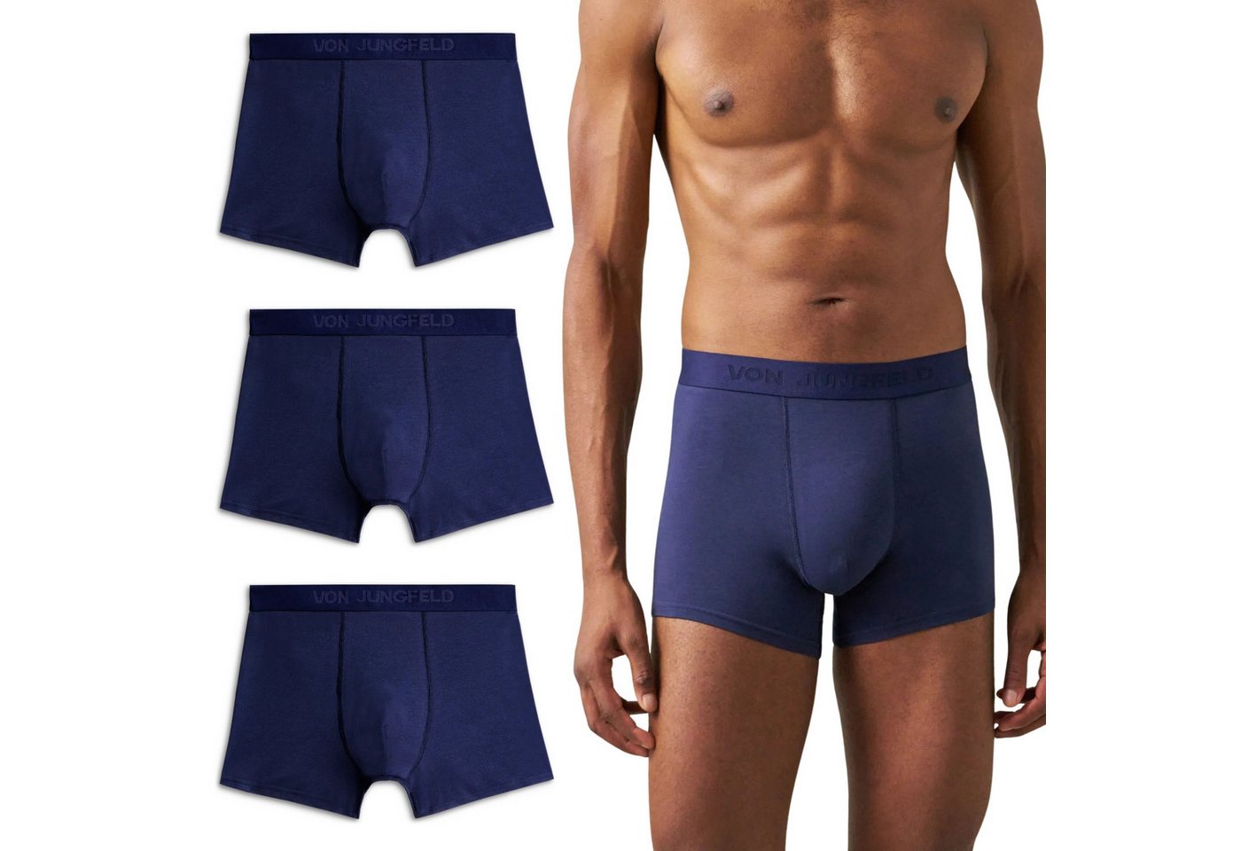 von Jungfeld Boxershorts Briefs Baumwolle Men (3-St., 3er-Pack) Eng anliegende Boxershorts ohne kratzendes Etikett von von Jungfeld