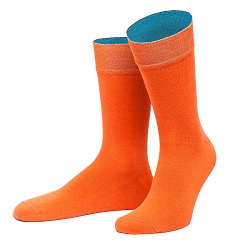 VON JUNGFELD® - 1 Paar Herren Socken aus Bio-Baumwolle - Strumpf Herrensocken Gr. 42-44 orange von VON JUNGFELD