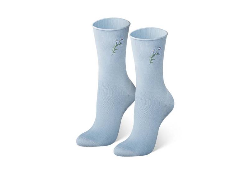 von Jungfeld Socken Blumen Bio-Baumwolle 35-46 Woman (1-Paar, 1 Paar) Einfarbige Damensocken mit Stickmotiv von von Jungfeld
