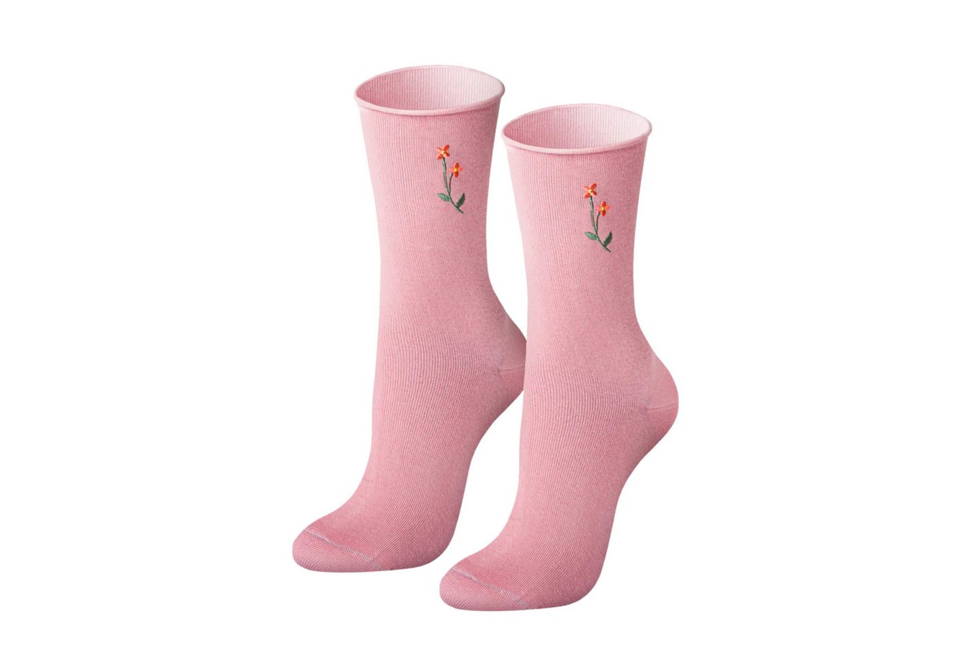 von Jungfeld Socken Blumen Bio-Baumwolle 35-46 Woman (1-Paar, 1 Paar) Einfarbige Damensocken mit Stickmotiv von von Jungfeld