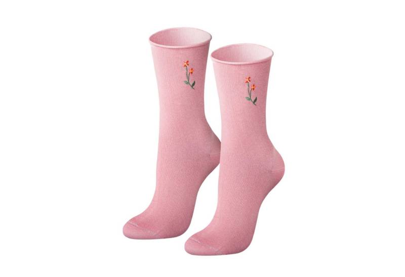 von Jungfeld Socken Blumen Bio-Baumwolle 35-46 Woman (1-Paar, 1 Paar) Einfarbige Damensocken mit Stickmotiv von von Jungfeld