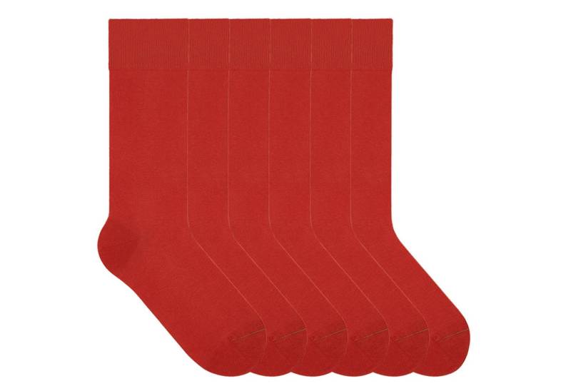 von Jungfeld Socken Rot SET Baumwoll-Mischung 35-46 Unisex (6-Paar, 6 Paar) Bunte lange Socken aus Bio-Baumwolle von von Jungfeld