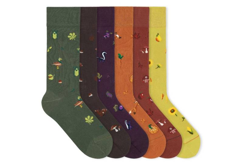 von Jungfeld Socken Icons Socken-Set Bio-Baumwolle 35-46 Unisex (6-Paar, 6 Paar) Motivsocken aus Bio-Baumwolle von von Jungfeld