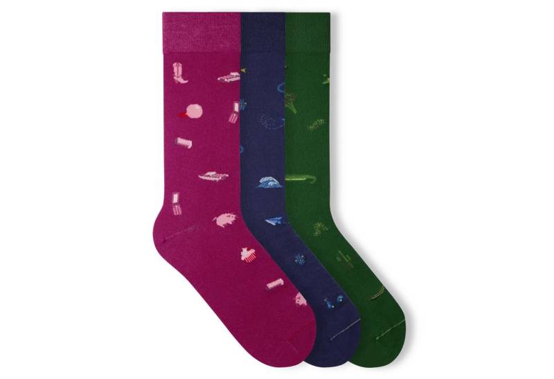 von Jungfeld Socken Signature Icons SET Baumwoll-Mischung 35-46 Unisex (3-Paar, 3 Paar) Lustige Motivsocken aus Bio-Baumwolle von von Jungfeld
