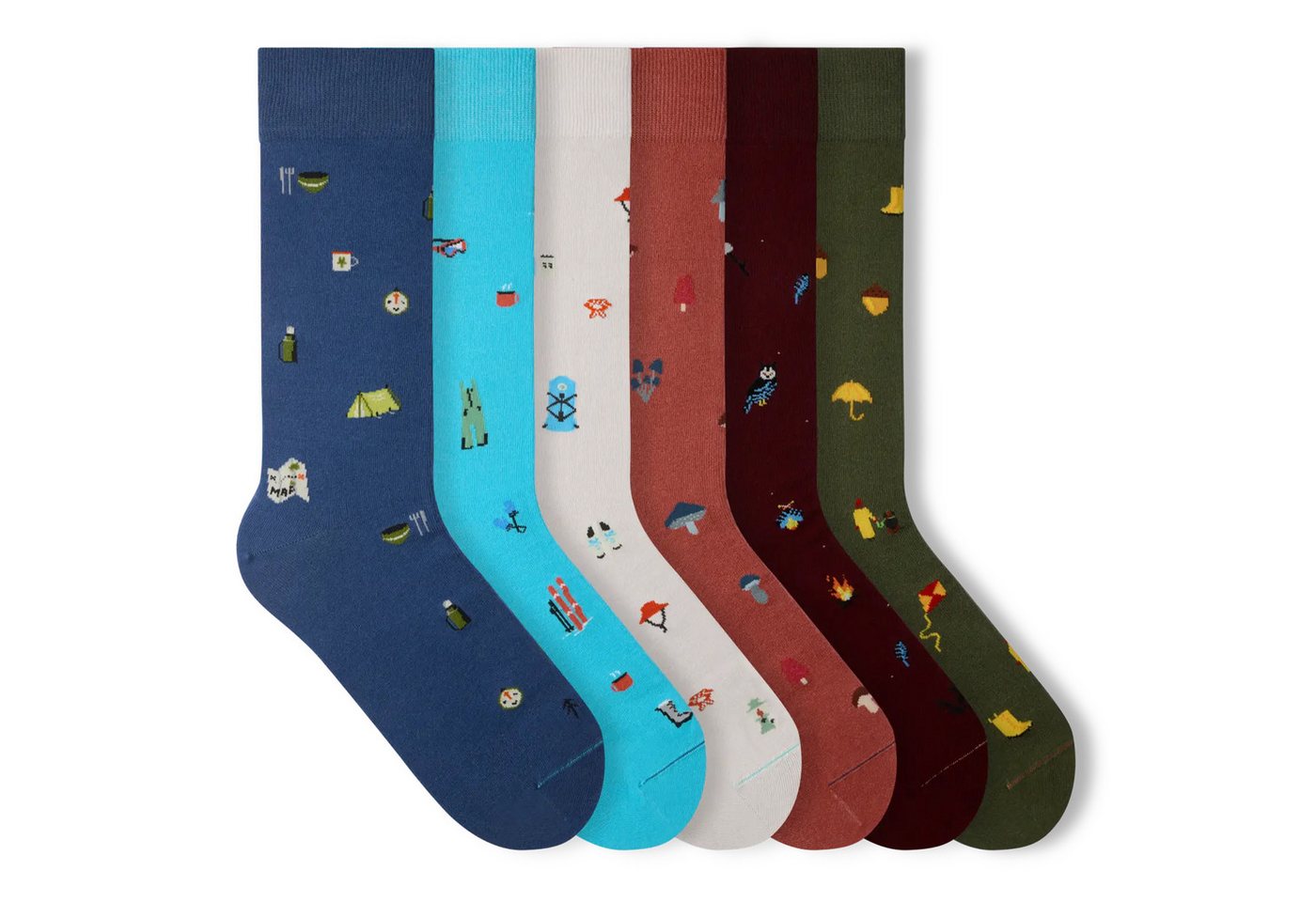 von Jungfeld Socken Signature Icons SET Baumwoll-Mischung 35-46 Unisex (6-Paar, 6 Paar) Lustige Motivsocken aus Bio-Baumwolle von von Jungfeld