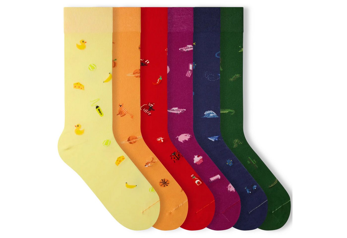 von Jungfeld Socken Signature Icons SET Baumwoll-Mischung 35-46 Unisex (6-Paar, 6 Paar) Lustige Motivsocken aus Bio-Baumwolle von von Jungfeld