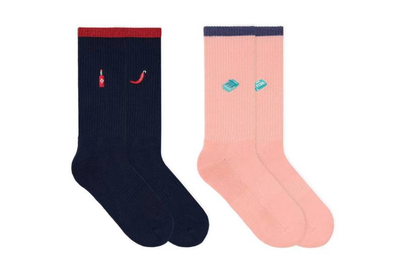 von Jungfeld Tennissocken Mix & Match Tennis Socken-Set Baumwoll-Mischung (2-Paar, 2er-Pack) hohe Socken mit Stickmotiv für Damen & Herren von von Jungfeld