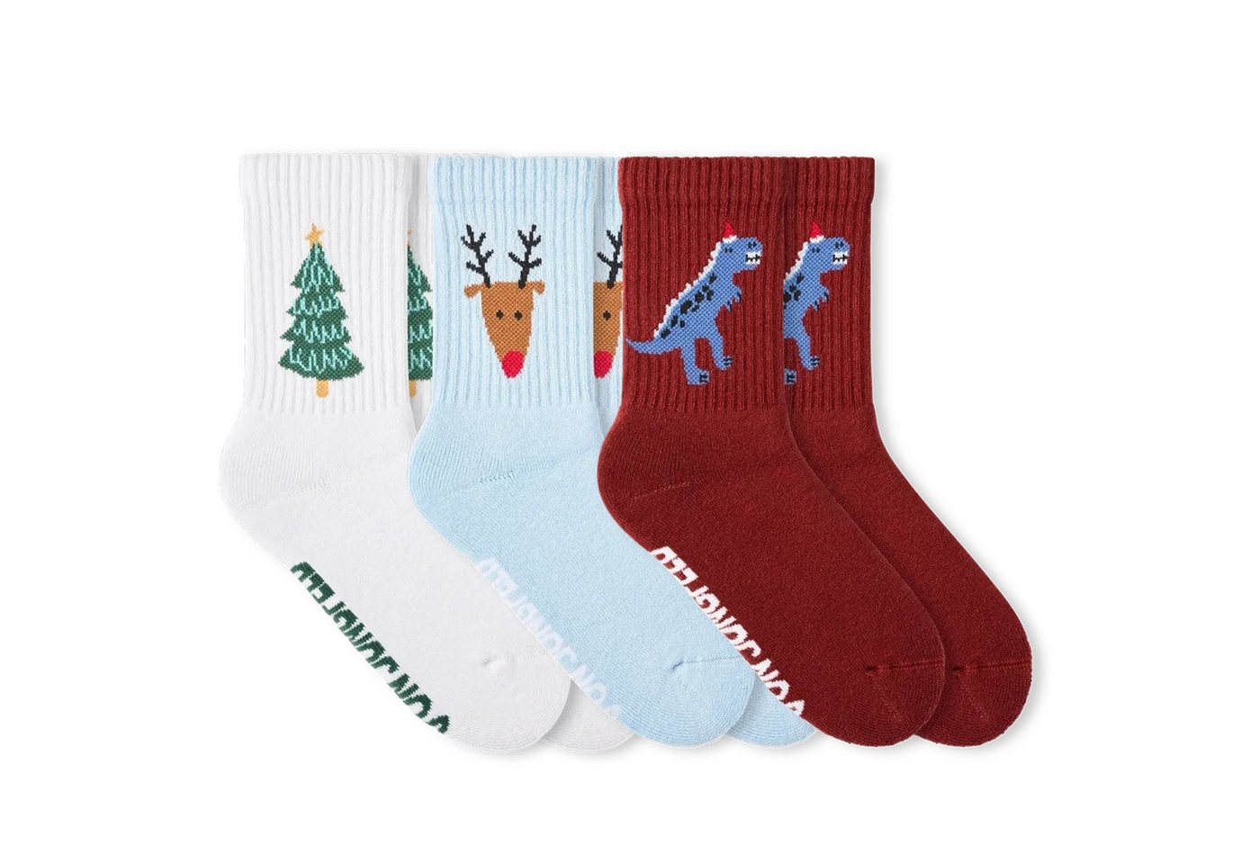von Jungfeld Tennissocken Kids mit Weihnachtsmotiven Set Bio-Baumwolle (3-Paar, 3 Paar) Sportsocken für Kinder aus Bio-Baumwolle von von Jungfeld