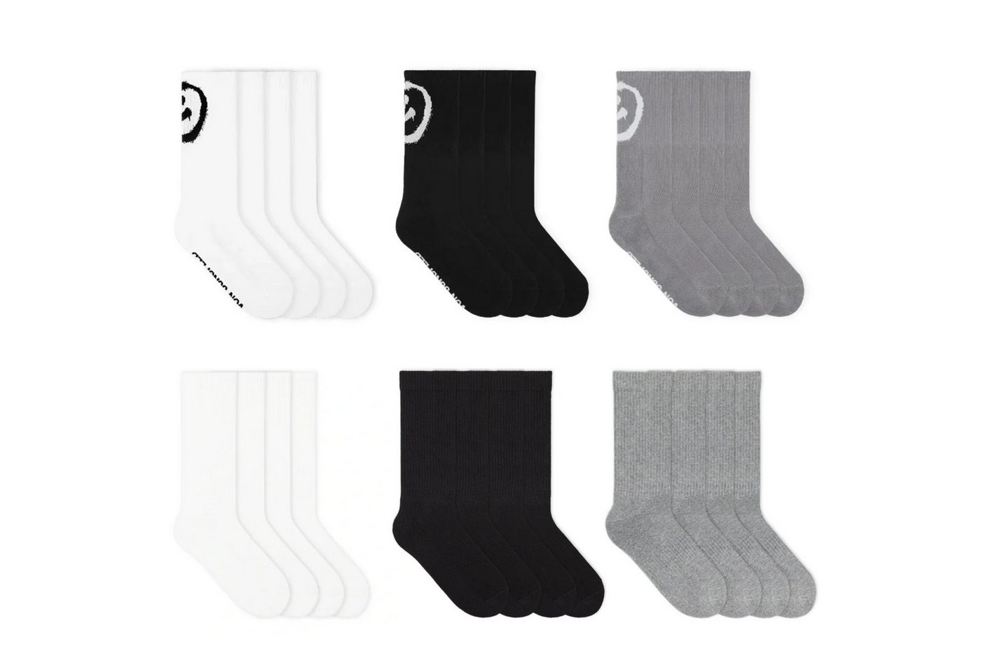 von Jungfeld Tennissocken Smiley & Classic Set Bio-Baumwolle 35-46 Unisex (12-Paar, 12er-Pack) Hohe Sportsocken aus Bio-Baumwolle für Damen & Herren von von Jungfeld