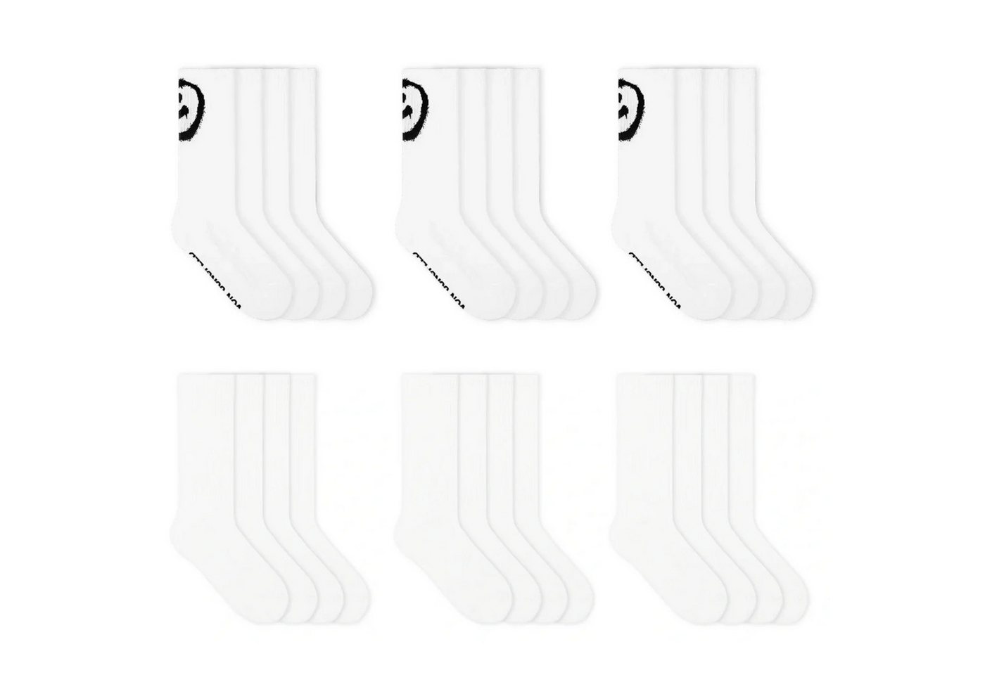 von Jungfeld Tennissocken Smiley & Classic Set Bio-Baumwolle 35-46 Unisex (12-Paar, 12er-Pack) Hohe Sportsocken aus Bio-Baumwolle für Damen & Herren von von Jungfeld