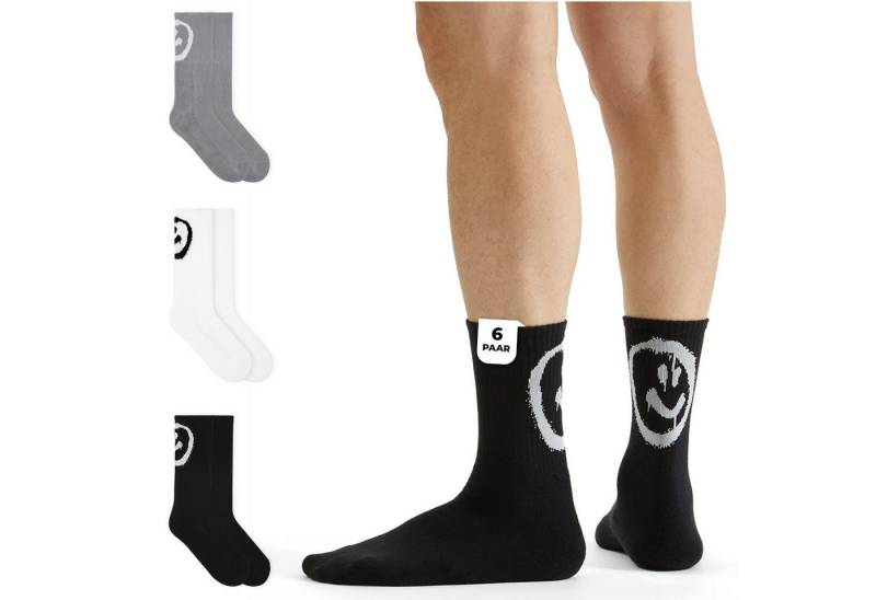 von Jungfeld Tennissocken Smiley Bio-Baumwolle 35-46 Unisex (6-Paar, 6er-Pack) lange Sportsocken aus Bio-Baumwolle für Damen & Herren von von Jungfeld