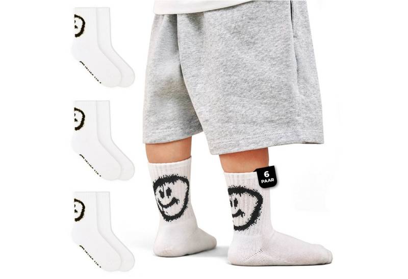 von Jungfeld Tennissocken Smiley Kinder Sportsocken Baumwoll-Mischung Unisex (6-Paar, 6er-Pack) Hohe Sportsocken aus Bio-Baumwolle für Damen & Herren von von Jungfeld