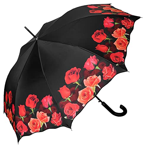 VON LILIENFELD Regenschirm Rosen Bouquet Windfest Auf-Automatik Floral Stockschirm Stabil Windfest von VON LILIENFELD