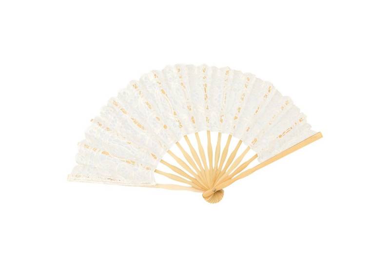 von Lilienfeld Handfächer Fächer Carmen handgeklöppelte Spitze Bambusstäbe, Zierquaste, echte geklöppelte Battenburg-Spitze (Baumwolle) von von Lilienfeld