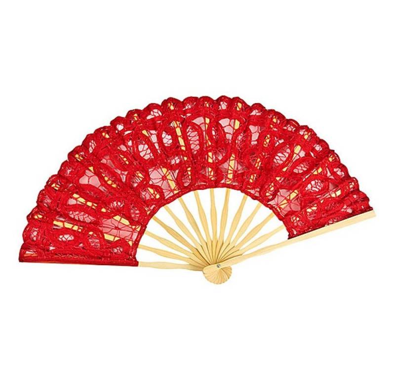 von Lilienfeld Handfächer Fächer Carmen handgeklöppelte Spitze Bambusstäbe, Zierquaste, echte geklöppelte Battenburg-Spitze (Baumwolle) von von Lilienfeld