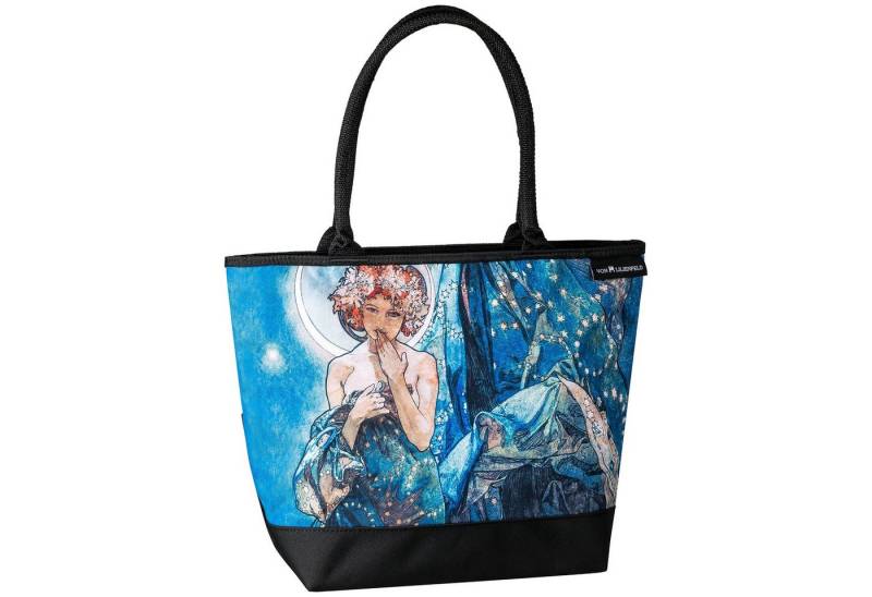 von Lilienfeld Handtasche Shopper Alfons Mucha Der Mond Maße L42 x B30 x T15 cm, Kunstdruck auf der Vorderseite von von Lilienfeld