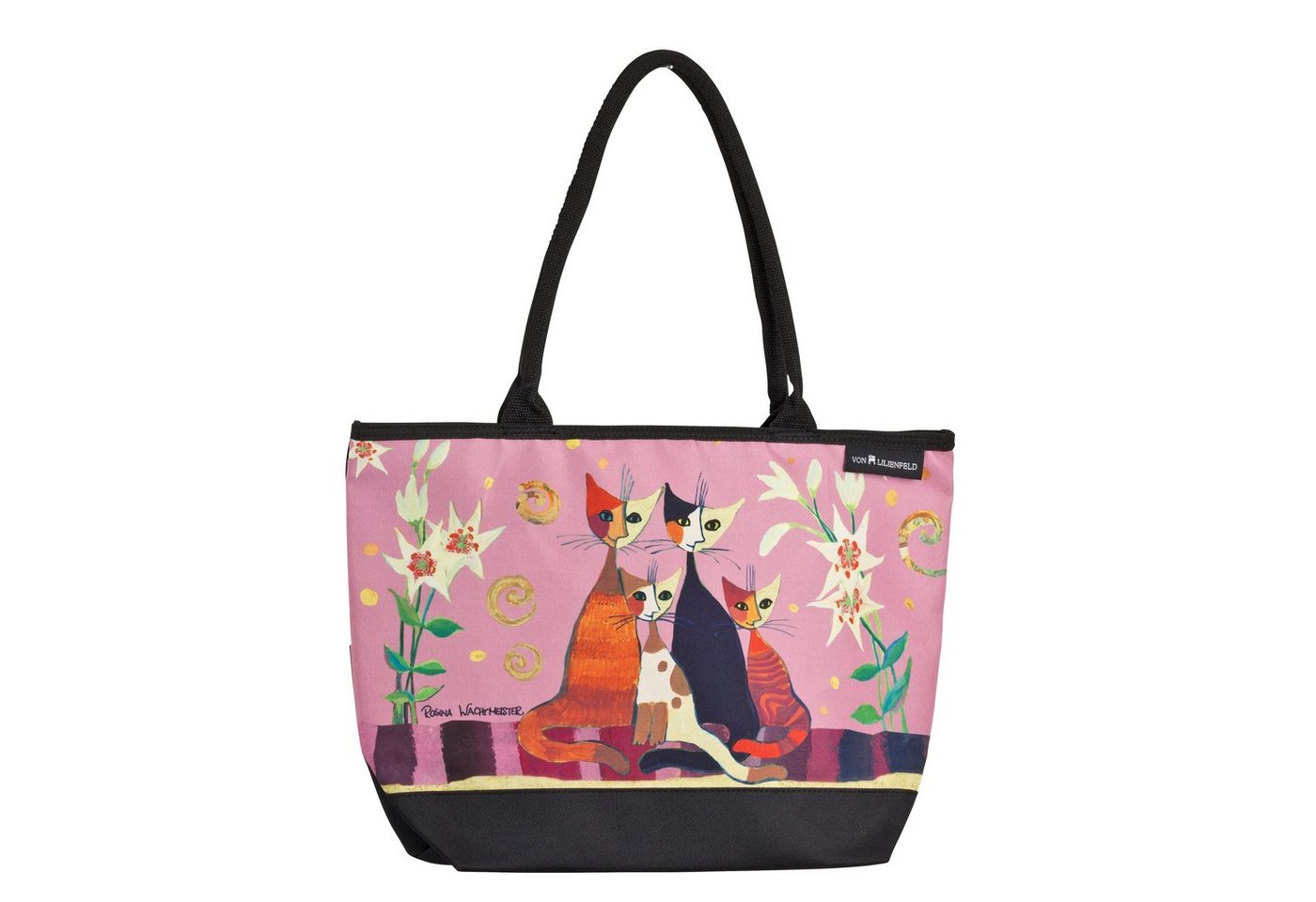 von Lilienfeld Handtasche VON LILIENFELD Handtasche Damen Kunst Motiv Katzen Rosina Wachtmeister Lilien Shopper Maße L42 x H30 x T15 cm Strandtasche Henkeltasche Büro von von Lilienfeld