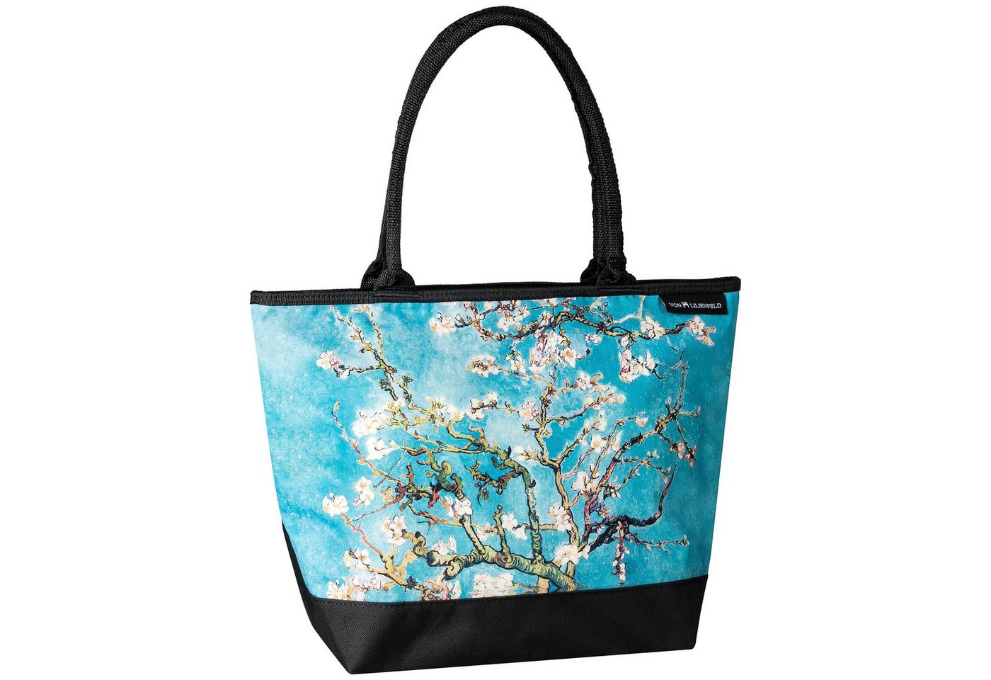 von Lilienfeld Handtasche VON LILIENFELD Handtasche Damen Motiv Blumen Kunst Vincent van Gogh Mandelblüte Shopper Maße cm L42 x H30 x T15 Strandtasche Henkeltasche Büro, Kunstmotiv auf der Vorderseite von von Lilienfeld