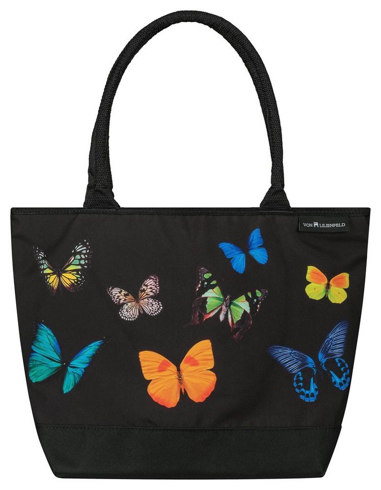 von Lilienfeld Handtasche VON LILIENFELD Handtasche Damen Motiv Butterfly Schmetterlinge Schmetterlingstanz Shopper Maße L42 x H30 x T15 cm Strandtasche Henkeltasche Büro von von Lilienfeld