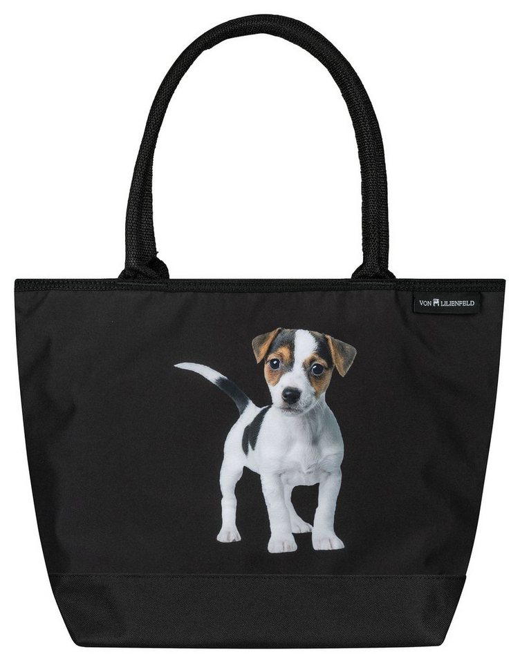 von Lilienfeld Handtasche VON LILIENFELD Handtasche Damen Motiv Hund Jack Russell Shopper Maße L42 x H30 x T15 cm Strandtasche Henkeltasche Büro, Motiv auf der Vorderseite von von Lilienfeld