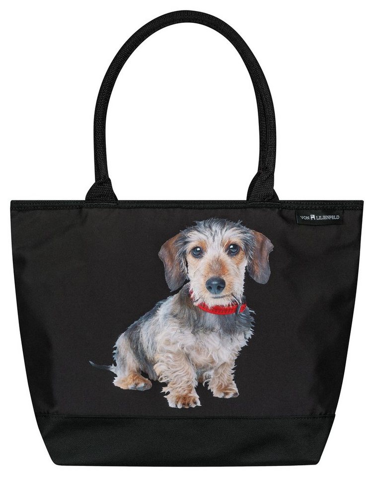 von Lilienfeld Handtasche Tasche mit Motiv Hund Rauhaardackel Teckel von von Lilienfeld