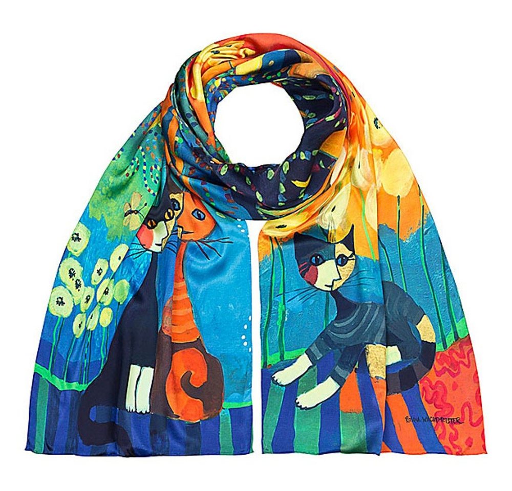 von Lilienfeld Seidenschal Schal 100% Seide Rosina Wachtmeister Dolce Vita Katzen 172 x 42 cm, Katzenmotiv von von Lilienfeld