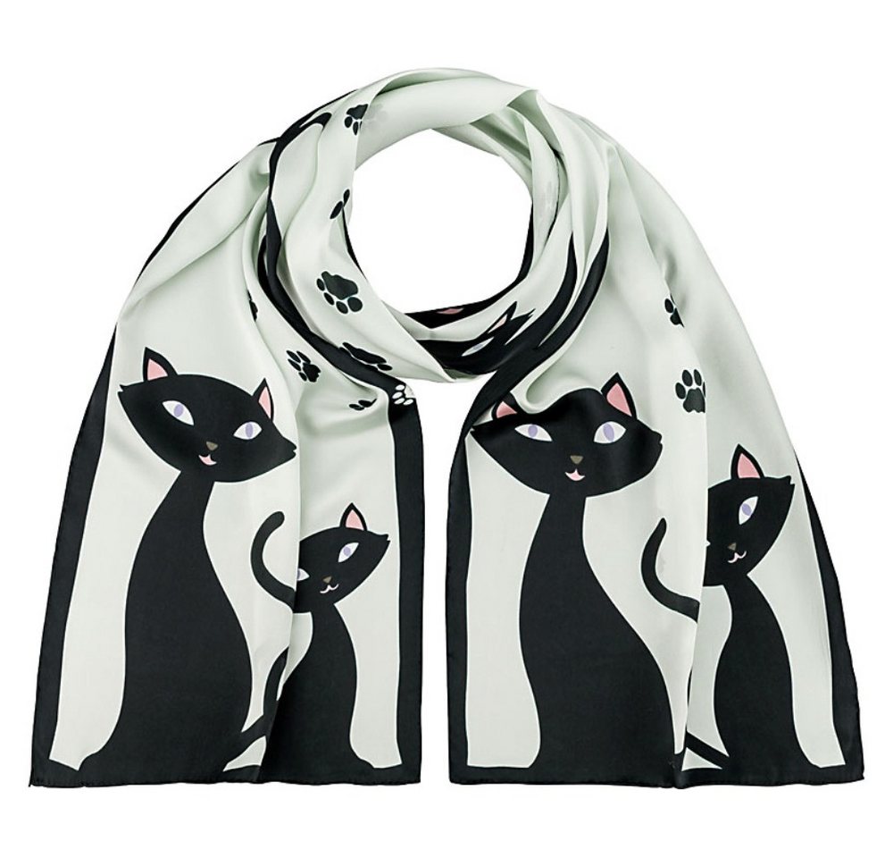 von Lilienfeld Seidenschal Schal 100% Seide Schwarze Katzen Kätzchen Maße 172 x 42 cm, Tierdruck von von Lilienfeld