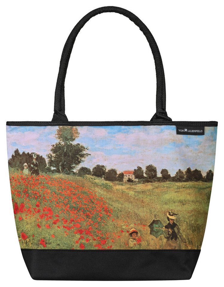 von Lilienfeld Shopper Shopper Claude Monet Mohnblumenfeld Kunst Maße L42 x H30 x T15 cm, Kunstdruck auf der Vorderseite von von Lilienfeld