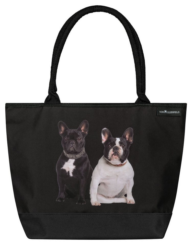 von Lilienfeld Shopper Tasche Hund Französische Bulldoggen Maße L42 x H30 x T15 cm, Motivdruck auf der Vorderseite von von Lilienfeld