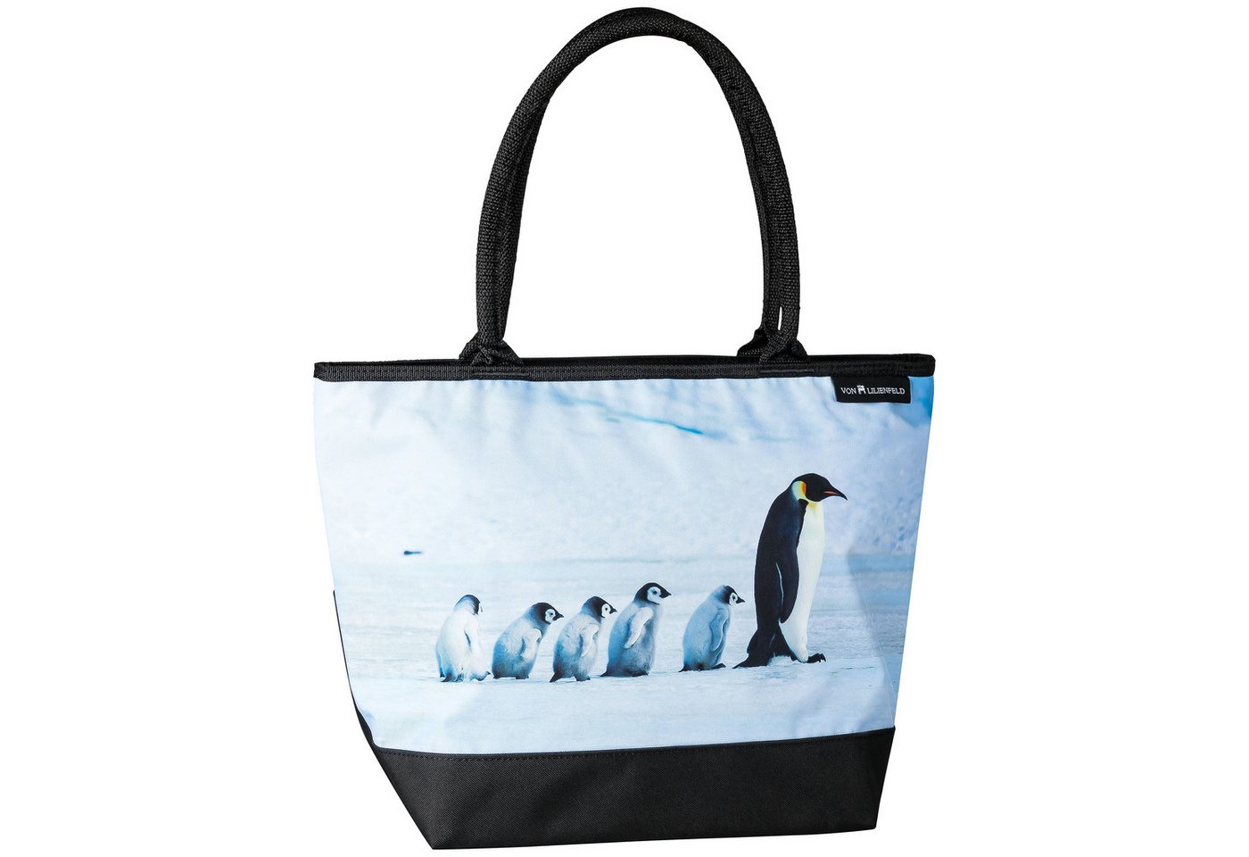 von Lilienfeld Shopper Tasche Pinguine Vogel Motiv Maße cm L42 x H30 x T15, Motivdruck auf Vorderseite von von Lilienfeld