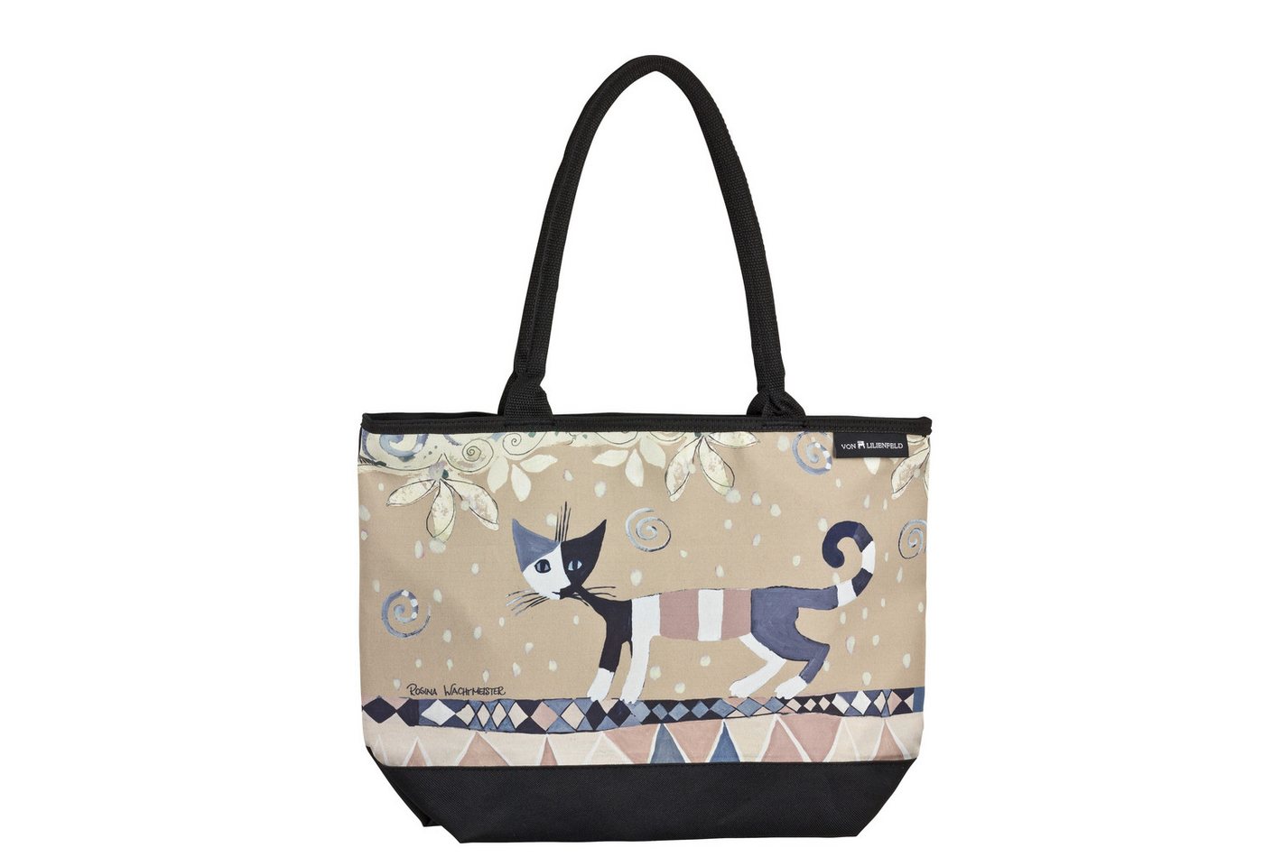 von Lilienfeld Shopper Tasche Rosina Wachtmeister Brunello Katze Maße L42 x H30 x T15 cm, Motivdruck auf der Vorderseite von von Lilienfeld