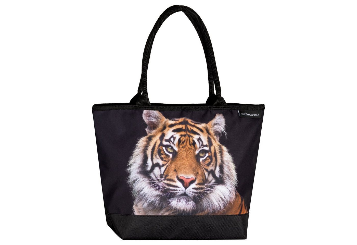 von Lilienfeld Shopper VON LILIENFELD Handtasche Damen Motiv Tiger Raubkatze Shopper Maße cm L42 x H30 x T15 Strandtasche Henkeltasche Büro von von Lilienfeld