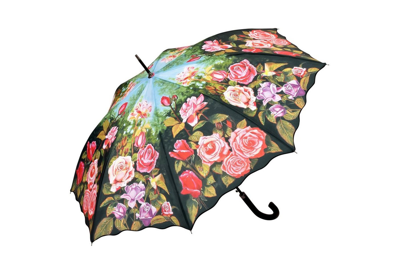 von Lilienfeld Stockregenschirm VON LILIENFELD Regenschirm Rosen Garten Auf-Automatik Windfest Damen Stabil Blumen, Blumenmuster von von Lilienfeld