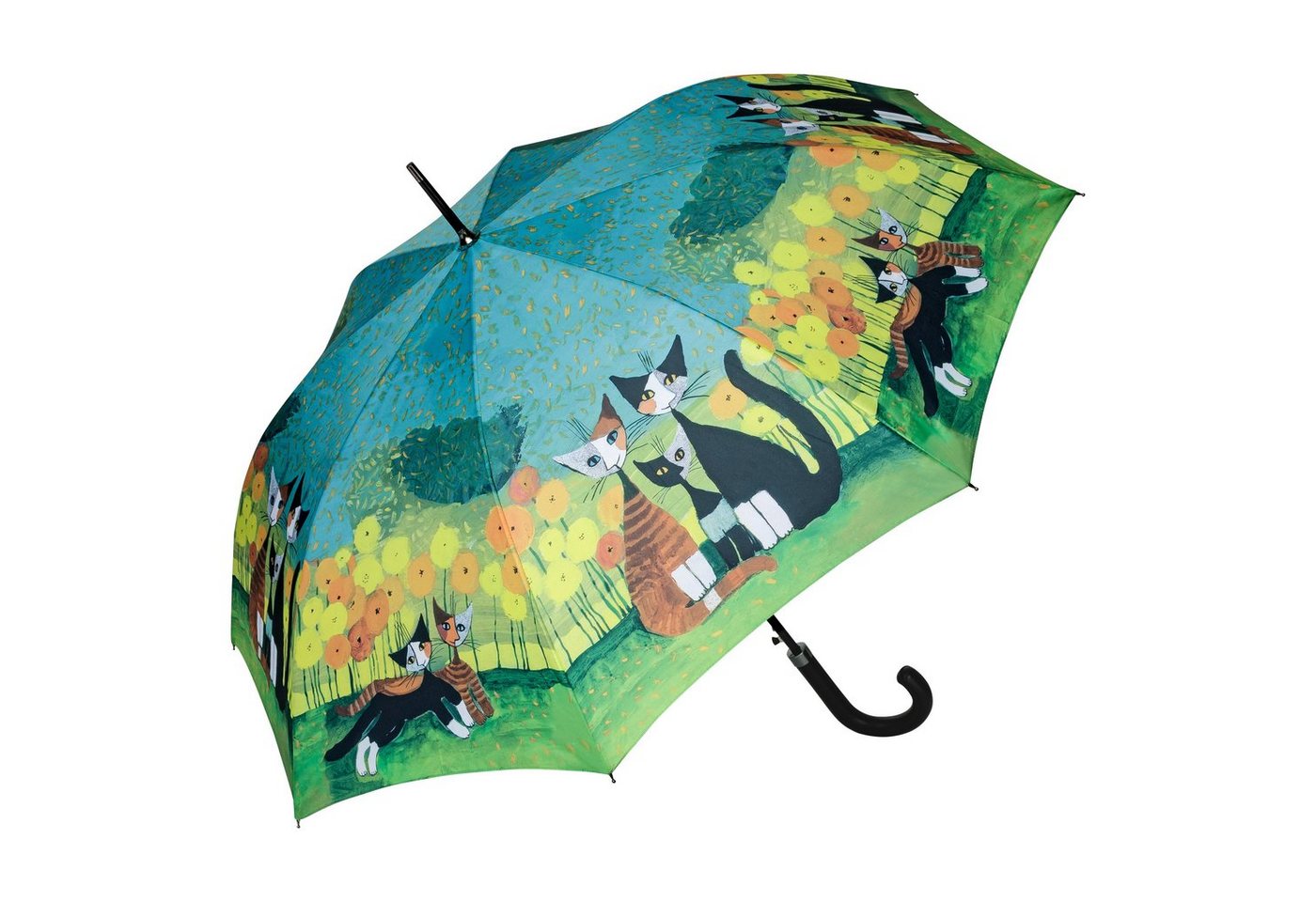 von Lilienfeld Stockregenschirm Regenschirm Rosina Wachtmeister: All Together Motiv Kunst Katze, 100 % Regenschutz / 95 % UV-Schutz von von Lilienfeld